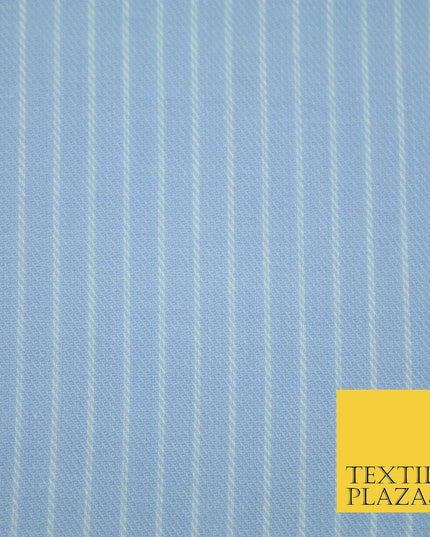 Sky Blue White Pinstripe Soft Brushed Twill Effect Fabric Pyjamas Nightwear 2218