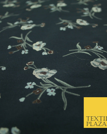 Floral Abstract Printed Twill 100% Polyester Dress Thick Heavy Fabric 60" wide