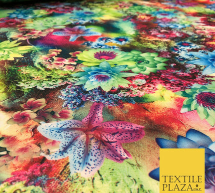 High Quality Multicolour Floral Digital Print Scuba Fabric Stretch Jersey 1414
