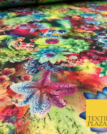High Quality Multicolour Floral Digital Print Scuba Fabric Stretch Jersey 1414