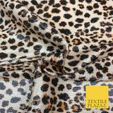 Beige Leopard Print Scuba Lycra Clear Sequin Dress Fabric Stretch Dancewear 1822