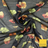 Floral Floating Multicolour Flowers Printed Sheen Soft Georgette Dress Fabric