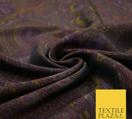 Vintage Purple Intricate Paisley Italian Printed Silky Fine Taffeta Fabric 2616