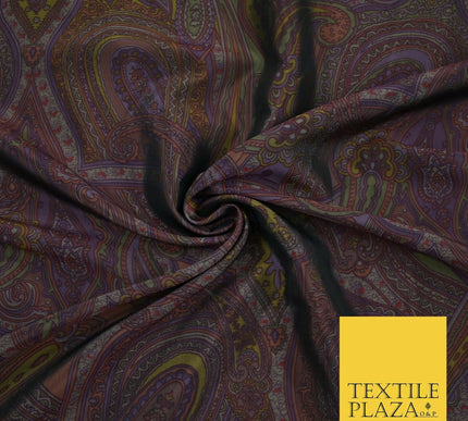 Vintage Purple Intricate Paisley Italian Printed Silky Fine Taffeta Fabric 2616
