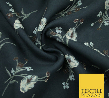 Floral Abstract Printed Twill 100% Polyester Dress Thick Heavy Fabric 60" wide