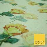 Falling Single Roses Embroidered 100% Cotton Lawn Print Fashion Fabric Craft