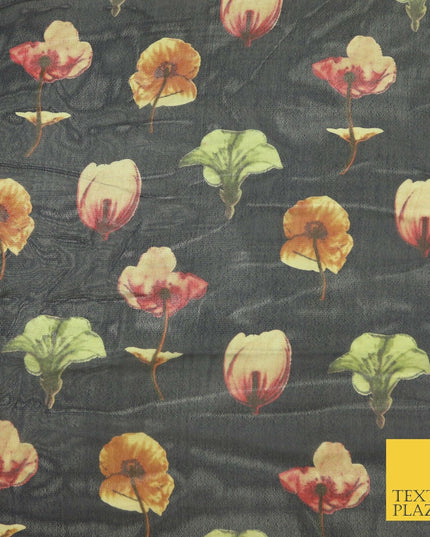 Floral Floating Multicolour Flowers Printed Sheen Soft Georgette Dress Fabric