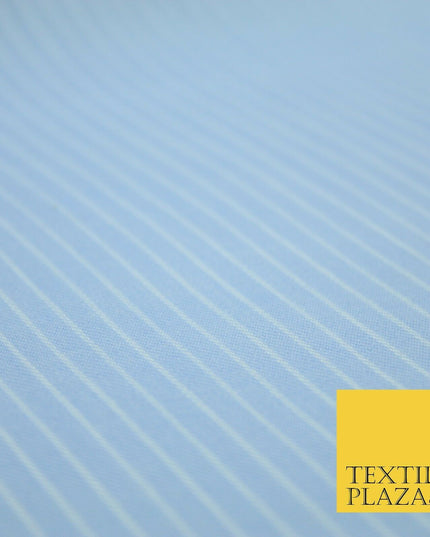 Sky Blue White Pinstripe Soft Brushed Twill Effect Fabric Pyjamas Nightwear 2218