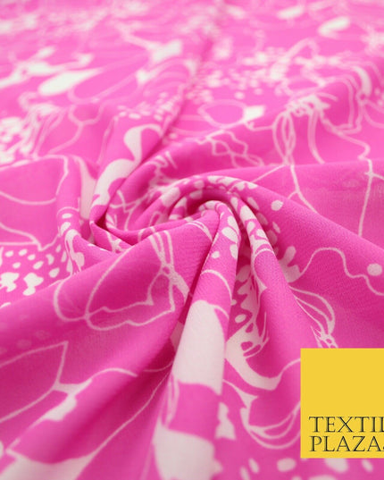 New High Quality Floral Flowers Monotone Tropical Printed Georgette Dress Fabric
