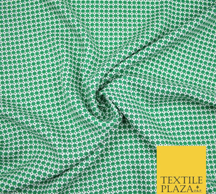 White Green Irish Four Leaf Clover St Patrick's Day Rayon Printed Viscose Fabric