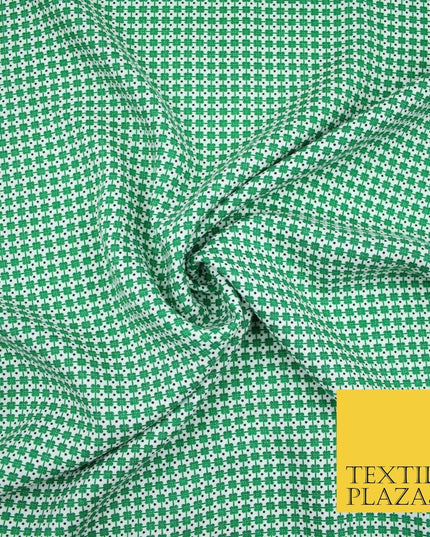 White Green Irish Four Leaf Clover St Patrick's Day Rayon Printed Viscose Fabric