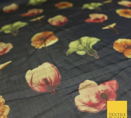 Floral Floating Multicolour Flowers Printed Sheen Soft Georgette Dress Fabric