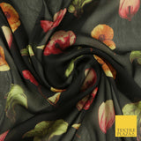 Floral Floating Multicolour Flowers Printed Sheen Soft Georgette Dress Fabric