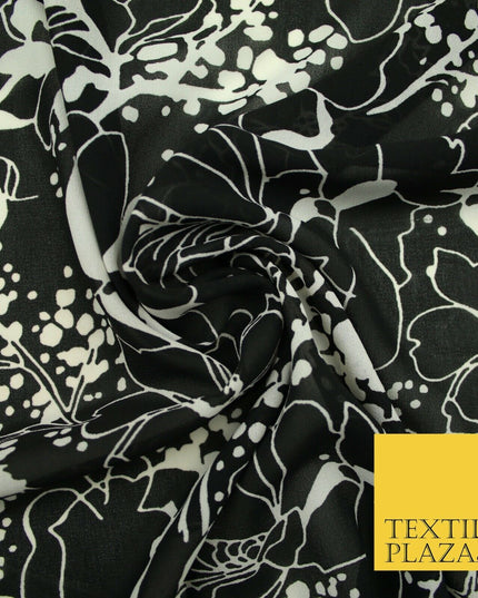 New High Quality Floral Flowers Monotone Tropical Printed Georgette Dress Fabric