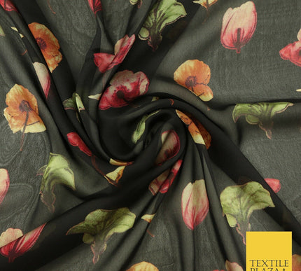 Floral Floating Multicolour Flowers Printed Sheen Soft Georgette Dress Fabric