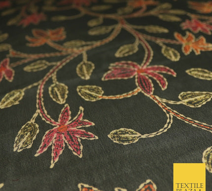 Kalamkari Style Small Intricate Floral Printed Sheen Soft Georgette Dress Fabric