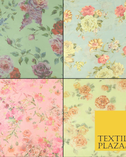 Italian Design Premium Floral Digital Printed Sheer Organza 100%Polyester Fabric