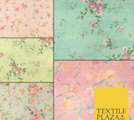 Italian Design Premium Floral Digital Printed Sheer Organza 100%Polyester Fabric