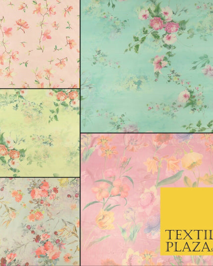 Italian Design Premium Floral Digital Printed Sheer Organza 100%Polyester Fabric