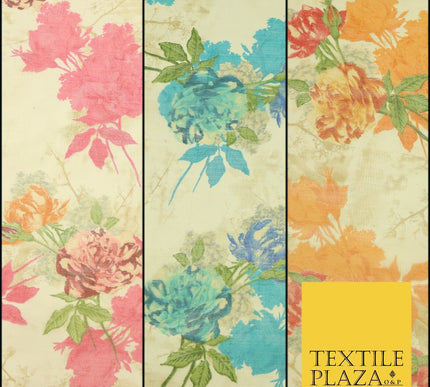 Italian Design Premium Floral Digital Printed Sheer Organza 100%Polyester Fabric