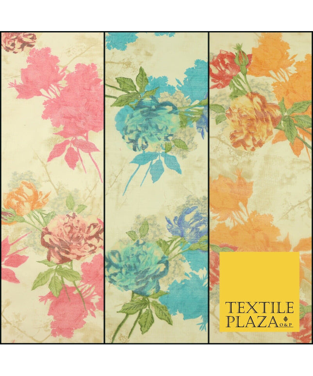 Italian Design Premium Floral Digital Printed Sheer Organza 100%Polyester Fabric