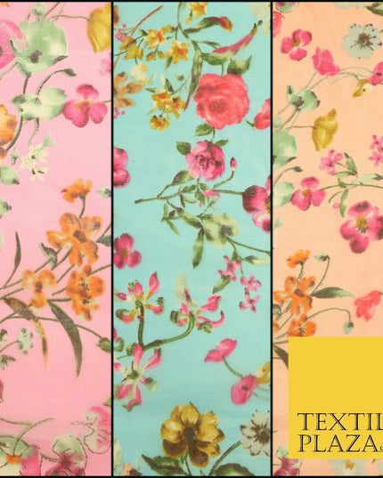 Italian Design Premium Floral Digital Printed Sheer Organza 100%Polyester Fabric