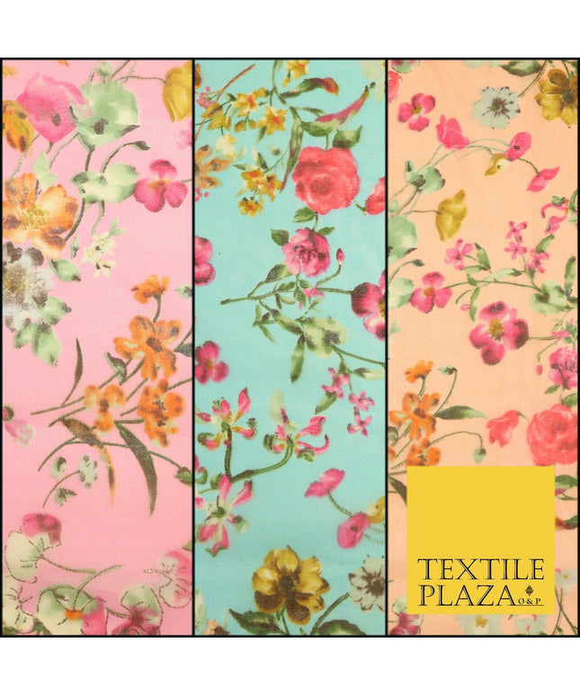 Italian Design Premium Floral Digital Printed Sheer Organza 100%Polyester Fabric