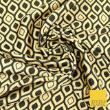Gold Black Moroccan Lattice Retro Abstract Printed Charmeuse Satin Fabric 2940
