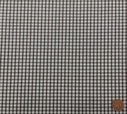 BROWN Small Gingham POLYCOTTON Fabric - Per Metre/ Half Metre/Fat Quarter - RD54
