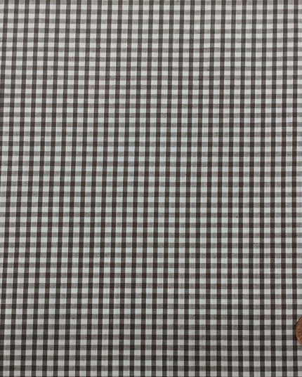 BROWN Small Gingham POLYCOTTON Fabric - Per Metre/ Half Metre/Fat Quarter - RD54