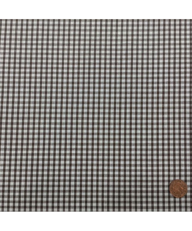 BROWN Small Gingham POLYCOTTON Fabric - Per Metre/ Half Metre/Fat Quarter - RD54