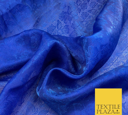 Premium Royal Blue Fancy Floral Shimmer Jacquard Fabric Dress Material 45" NC655