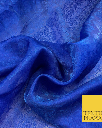 Premium Royal Blue Fancy Floral Shimmer Jacquard Fabric Dress Material 45" NC655