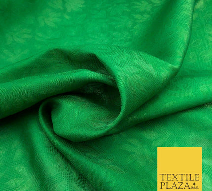 Premium Green Fancy Leaves Shimmer Jacquard Fabric Dress Material 45" NC664