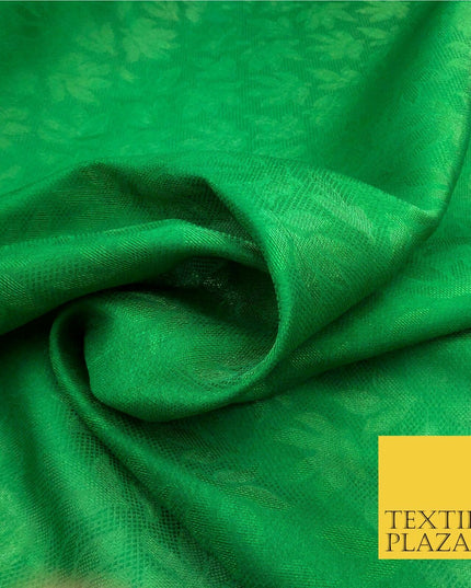 Premium Green Fancy Leaves Shimmer Jacquard Fabric Dress Material 45" NC664