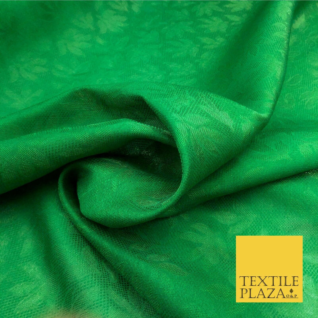 Premium Green Fancy Leaves Shimmer Jacquard Fabric Dress Material 45" NC664
