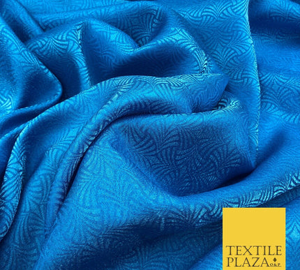 Premium Turquoise Fancy Waves Shimmer Jacquard Fabric Dress Material 45" NC656