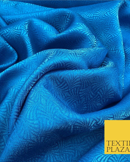 Premium Turquoise Fancy Waves Shimmer Jacquard Fabric Dress Material 45" NC656