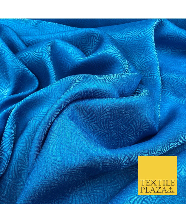 Premium Turquoise Fancy Waves Shimmer Jacquard Fabric Dress Material 45" NC656