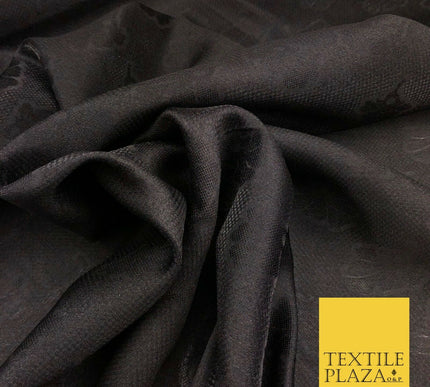 Premium Black Fancy Floral Shimmer Jacquard Fabric Dress Material 45" NC662