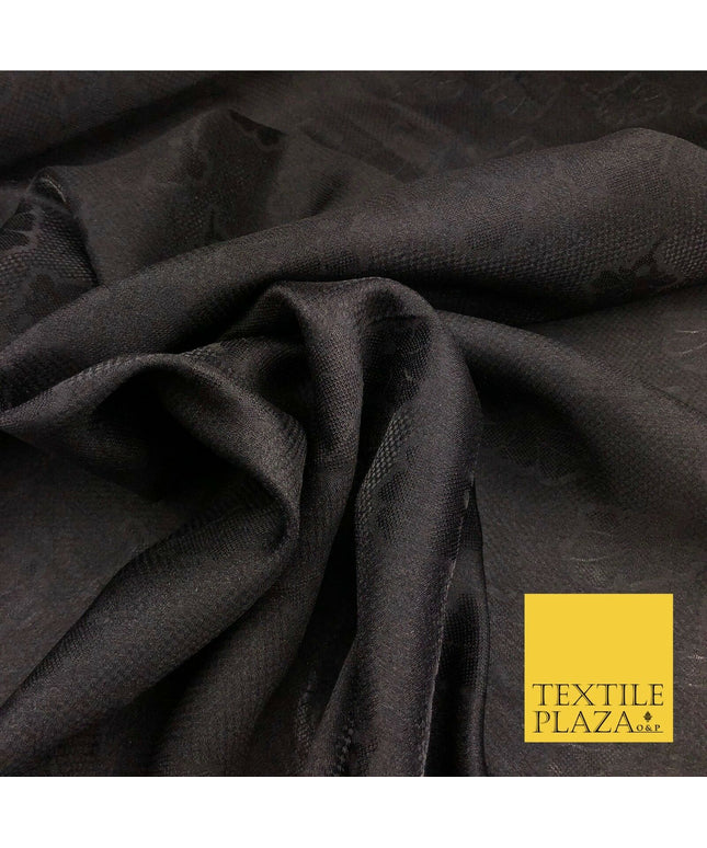 Premium Black Fancy Floral Shimmer Jacquard Fabric Dress Material 45" NC662