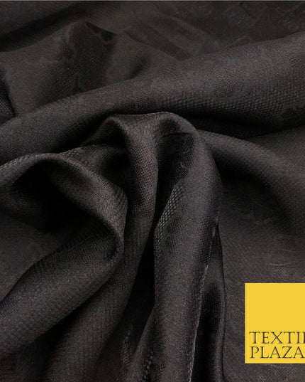 Premium Black Fancy Floral Shimmer Jacquard Fabric Dress Material 45" NC662
