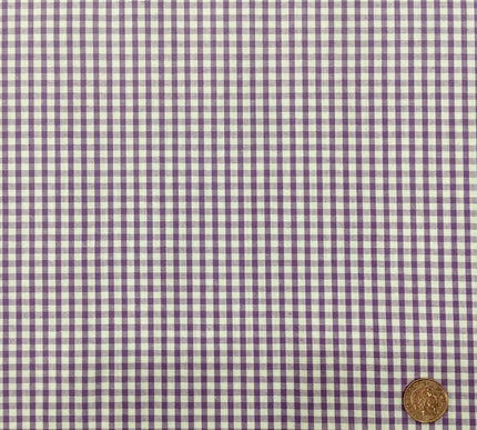 PURPLE Small Gingham POLYCOTTON Fabric - Per Metre - RD62
