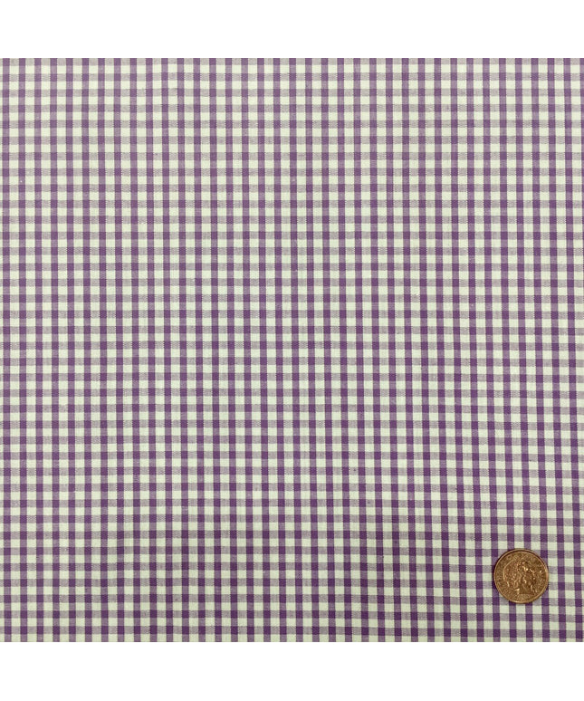 PURPLE Small Gingham POLYCOTTON Fabric - Per Metre - RD62
