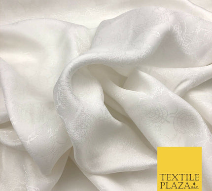 Premium White Fancy Leaves Shimmer Jacquard Fabric Dress Material 45" NC660