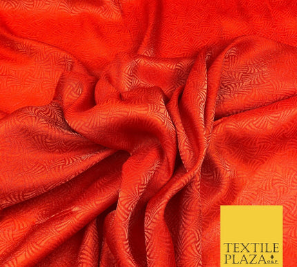 Premium Rust Orange Fancy Waves Shimmer Jacquard Fabric Dress Material 45" NC659