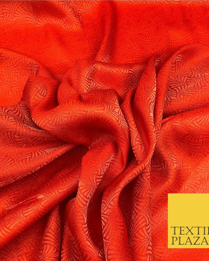Premium Rust Orange Fancy Waves Shimmer Jacquard Fabric Dress Material 45" NC659