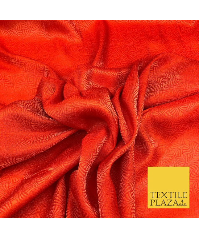 Premium Rust Orange Fancy Waves Shimmer Jacquard Fabric Dress Material 45" NC659