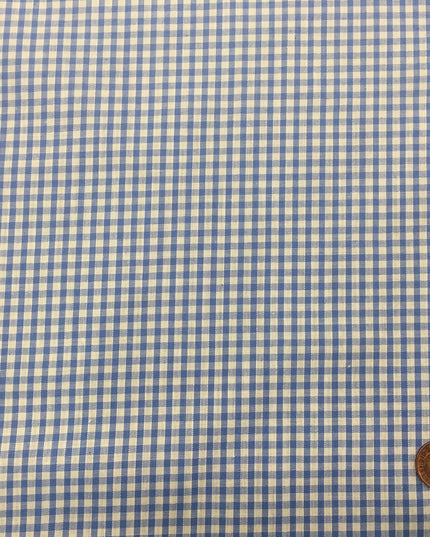 SKY BLUE Small Gingham POLYCOTTON Fabric - Per Metre - RD66