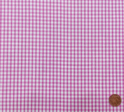 PINK Small Gingham POLYCOTTON Fabric - Per Metre/ Half Metre/ Fat Quarter - RD61